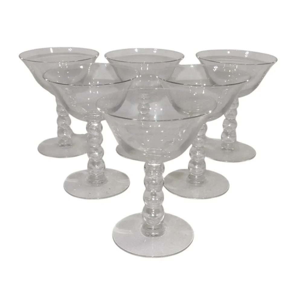 Imperial Candlewick 4 Ball Stem Champagne Cocktail Glasses Set of 6 MCM